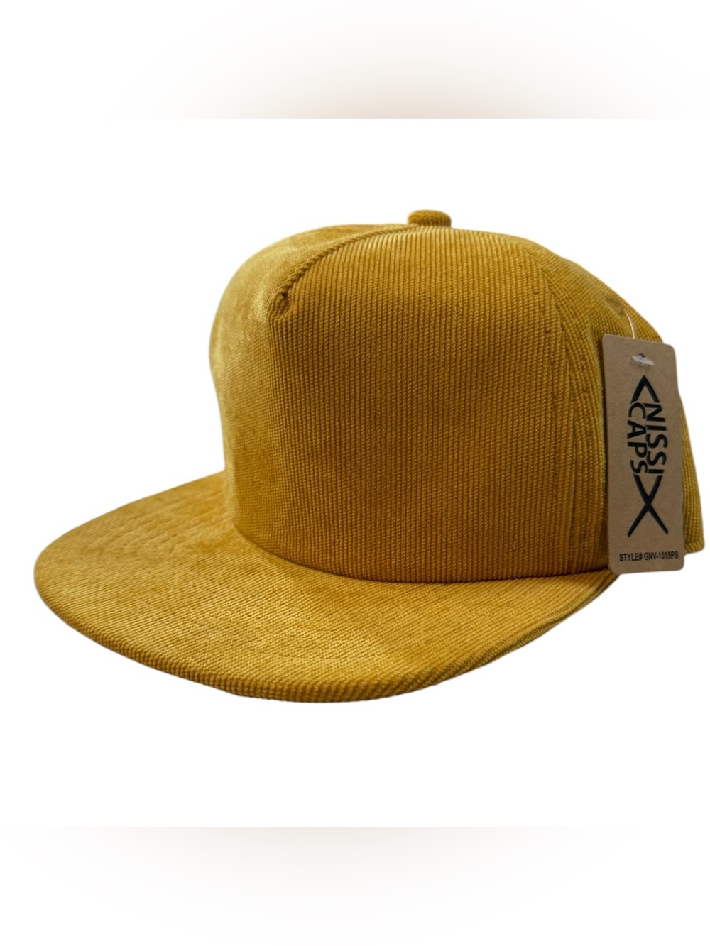 NWT Mustard Corduroy Snapback Hat | Blank Flat Bill Cap